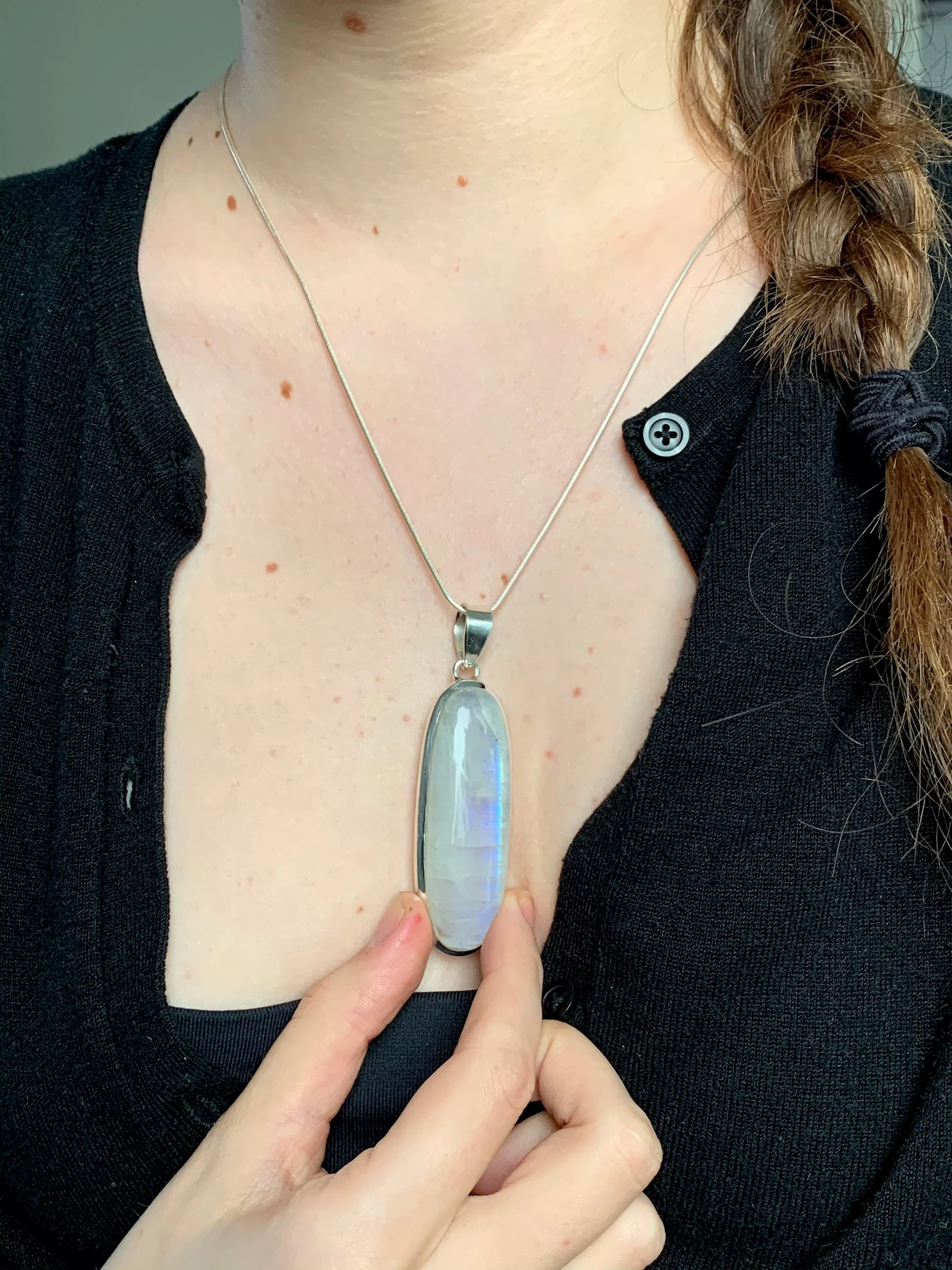 Moonstone Naevia Pendant - XLong Oval