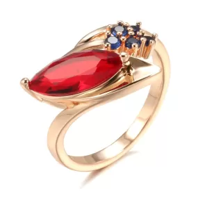 Mosaic Rose Gold Red Ruby Stone Ring