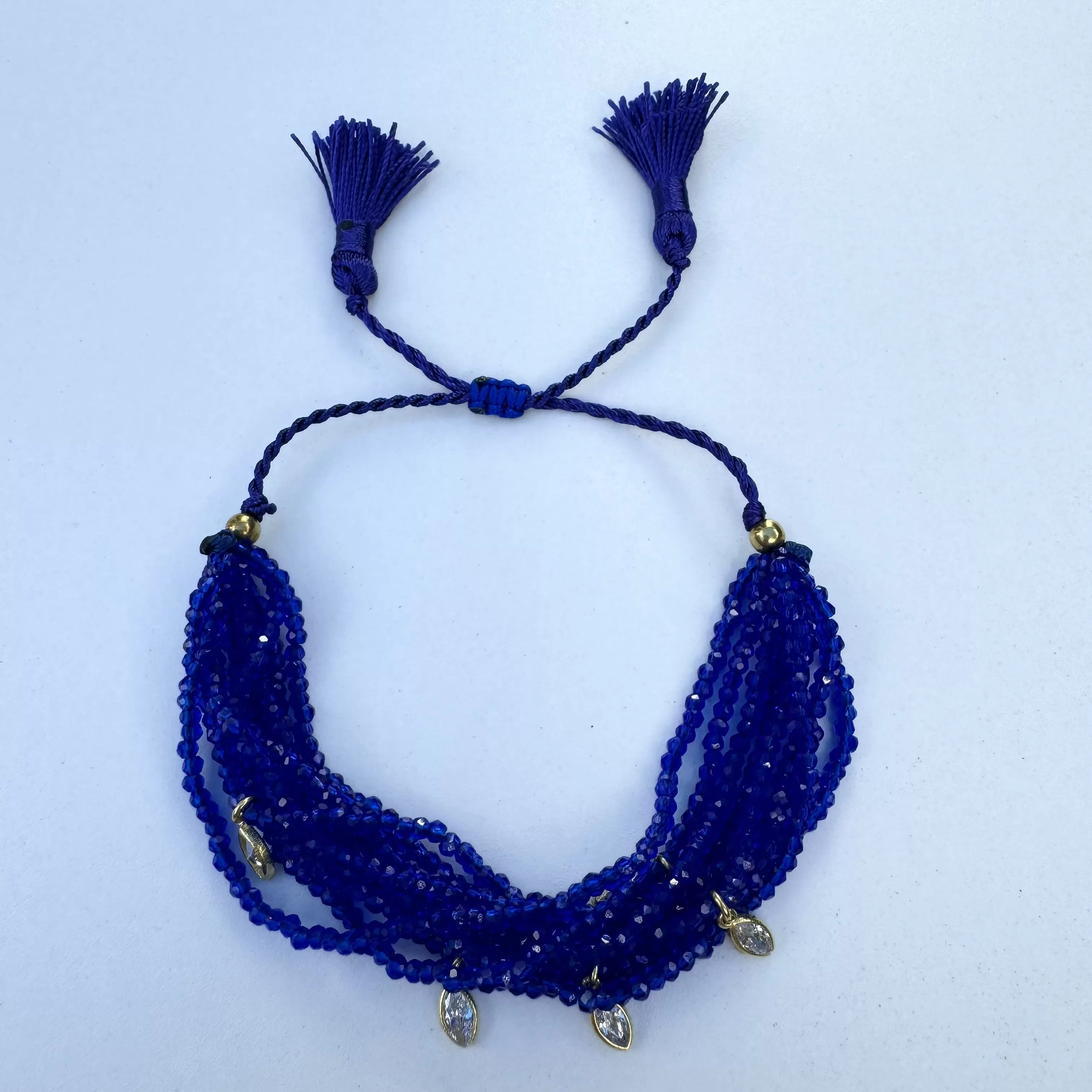 Multi-wrap cobalt blue beaded bracelet