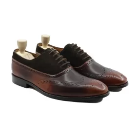 Norman - Men's Burnish Brown Calf Leather and Dark Brown Kid Suede Oxford Shoe