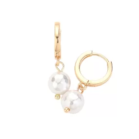 Pearl Dangle Huggie Earrings