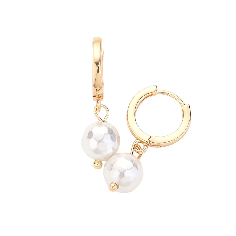 Pearl Dangle Huggie Earrings