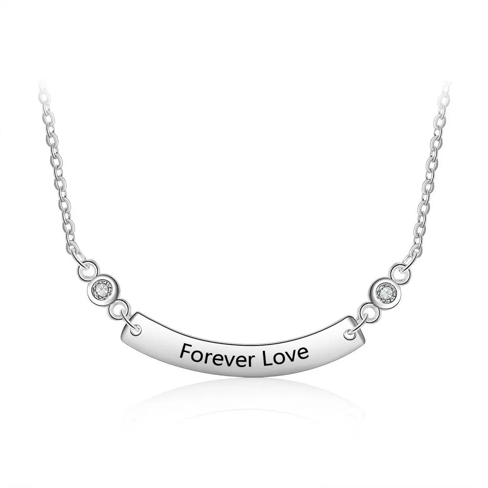 Personalized Stainless Steel Curved Necklace