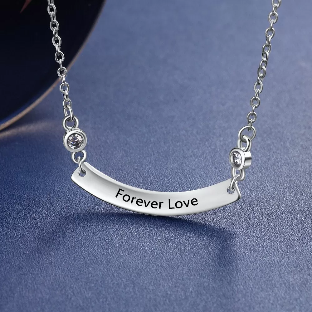 Personalized Stainless Steel Curved Necklace