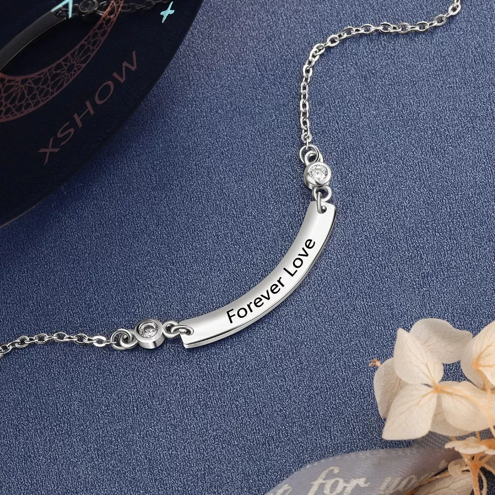 Personalized Stainless Steel Curved Necklace