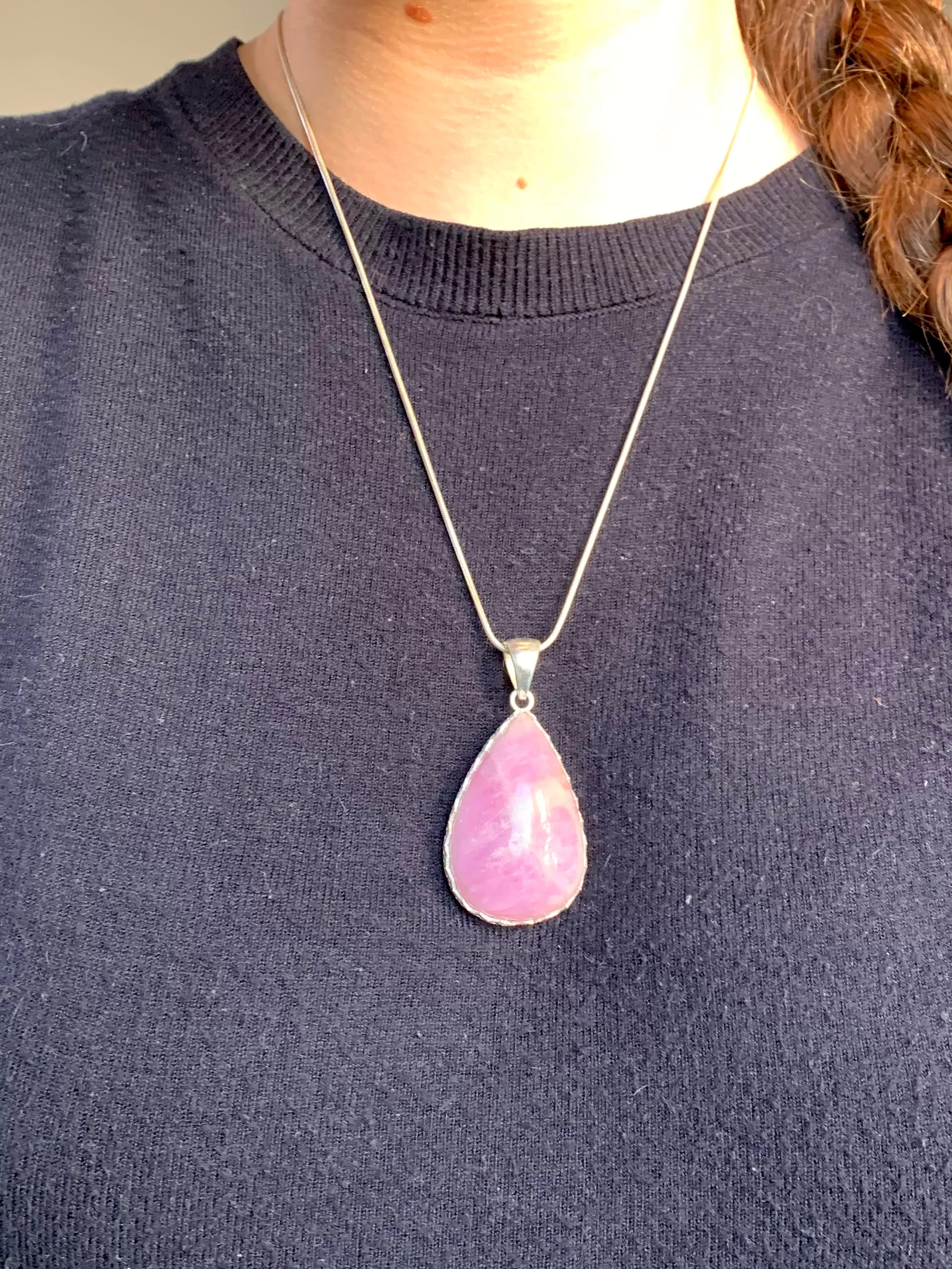 Pink Kunzite Lilith Pendant - Large Teardrop