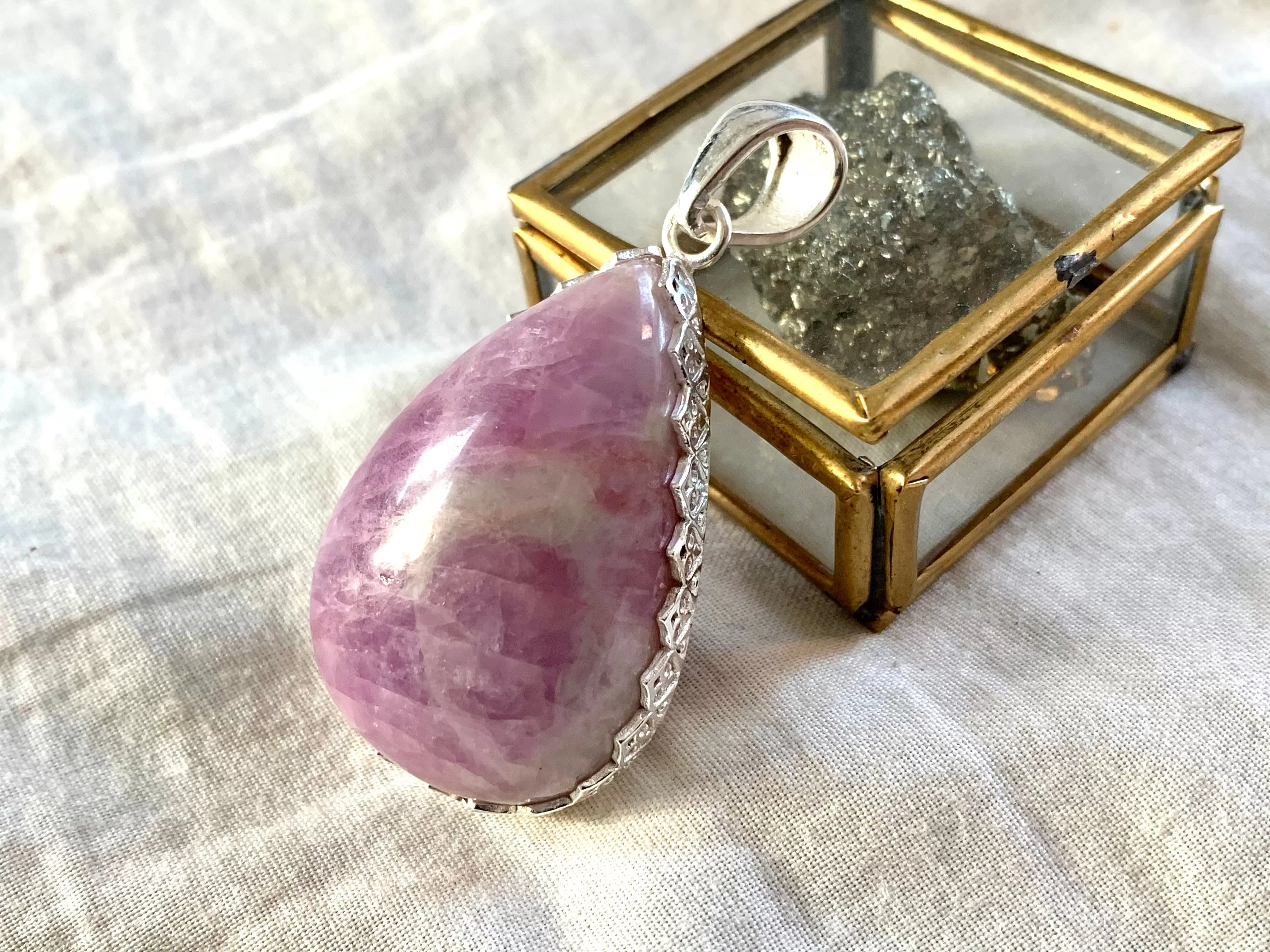 Pink Kunzite Lilith Pendant - Large Teardrop