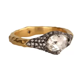 Poet's Ring with Moghul Center Diamond and Pave Diamond Details