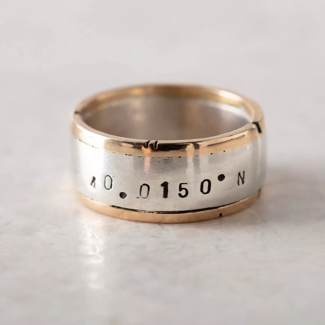 R9 Sterling Silver and 14kt Gold Coordinates Ring