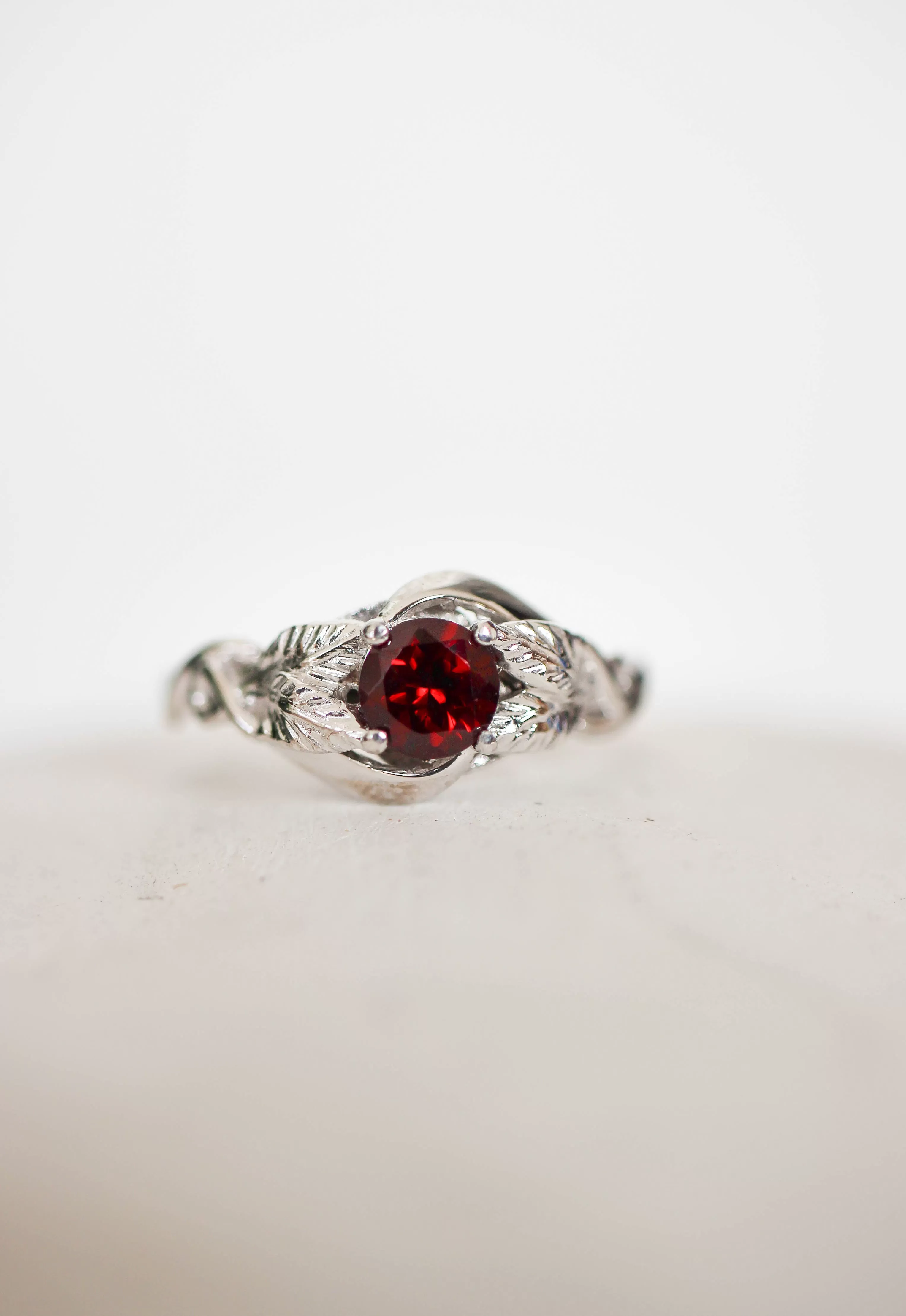 Red garnet engagement ring / Azalea