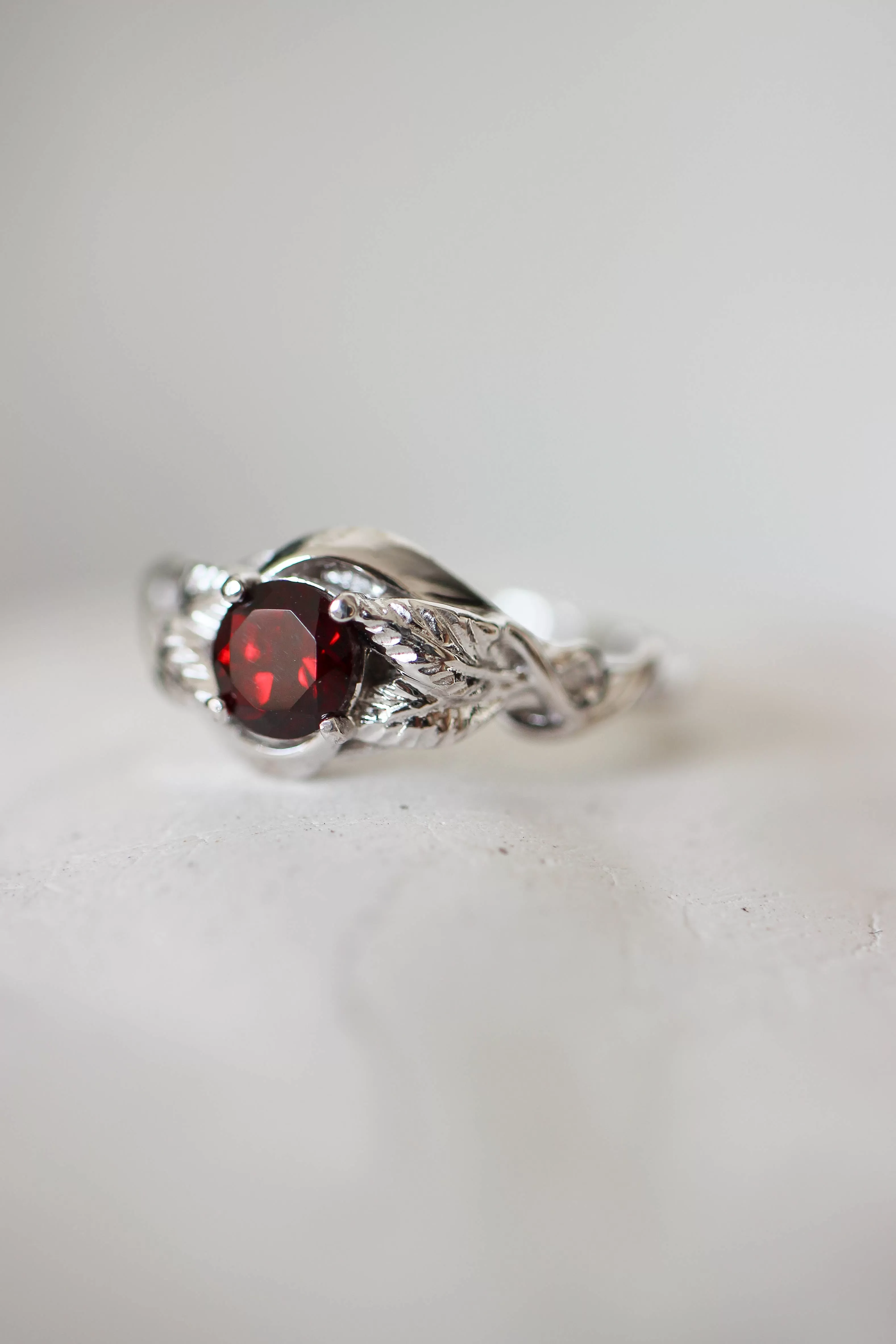 Red garnet engagement ring / Azalea