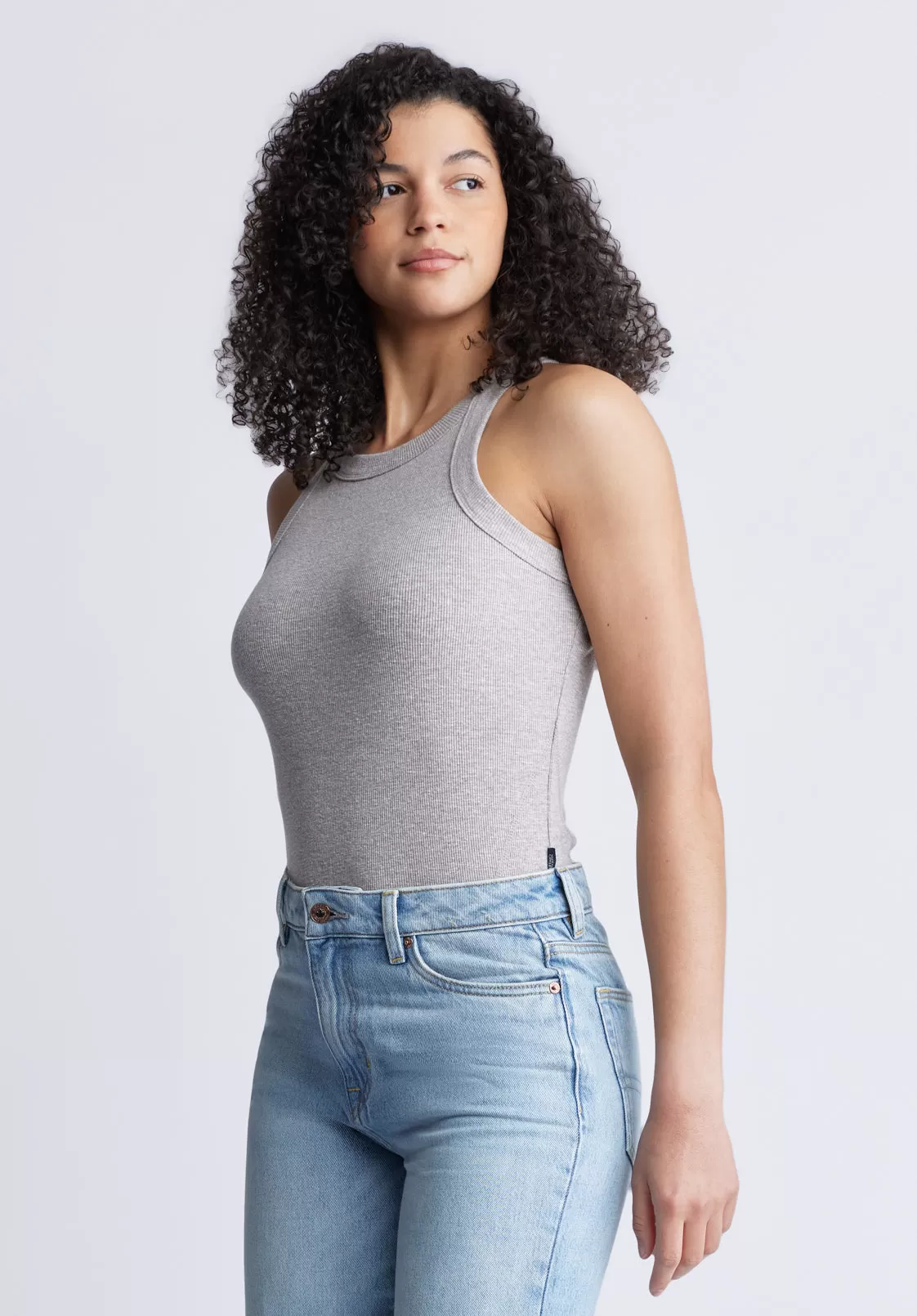 Regine Women's Ribbed Tank Top, Heather Grey - KT0141S