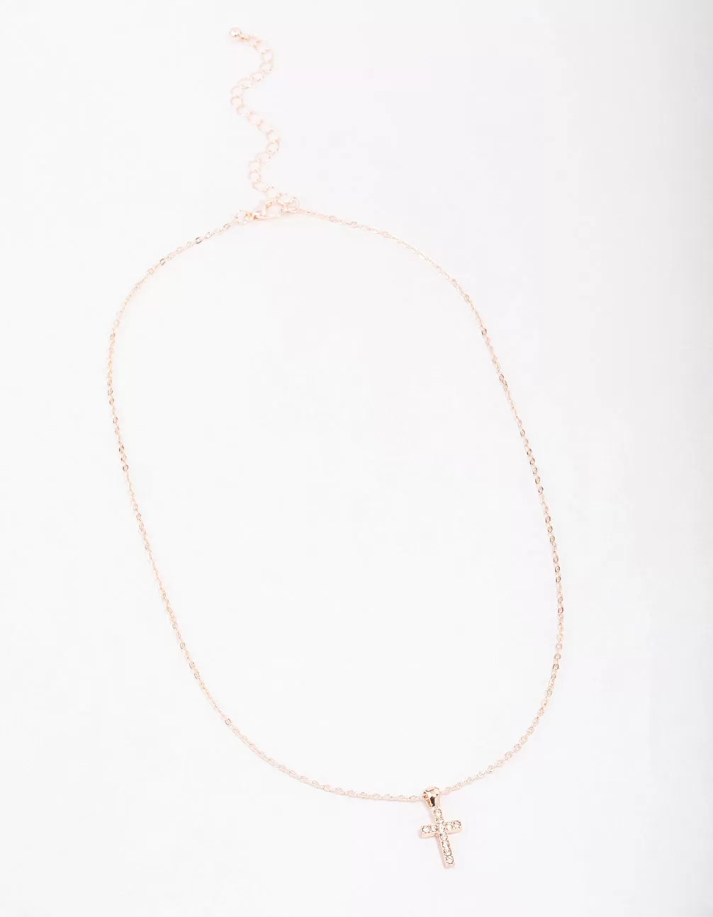 Rose Gold Diamante Cross Short Necklace