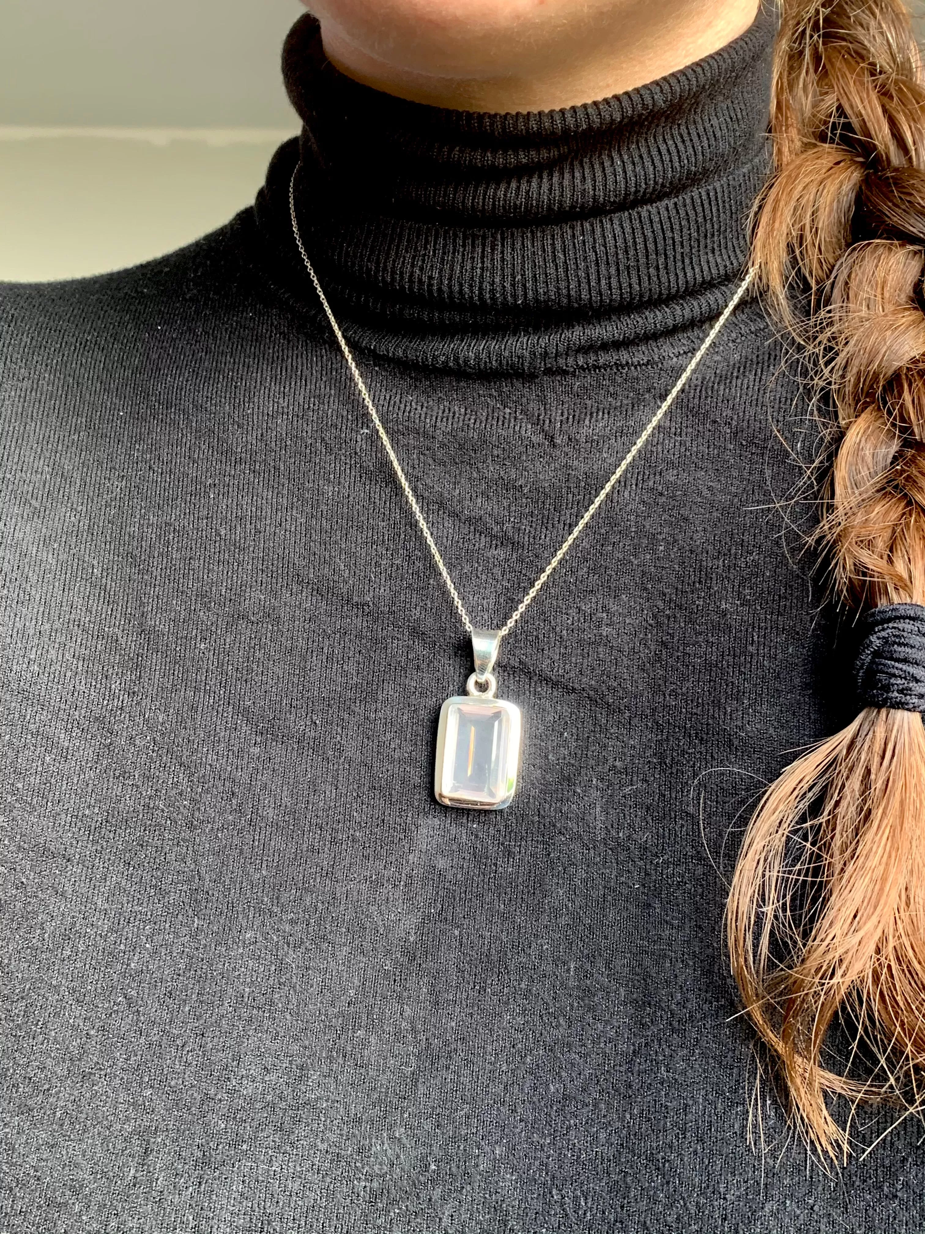 Rose Quartz Ansley Pendant - Faceted Rectangle (One of a kind)