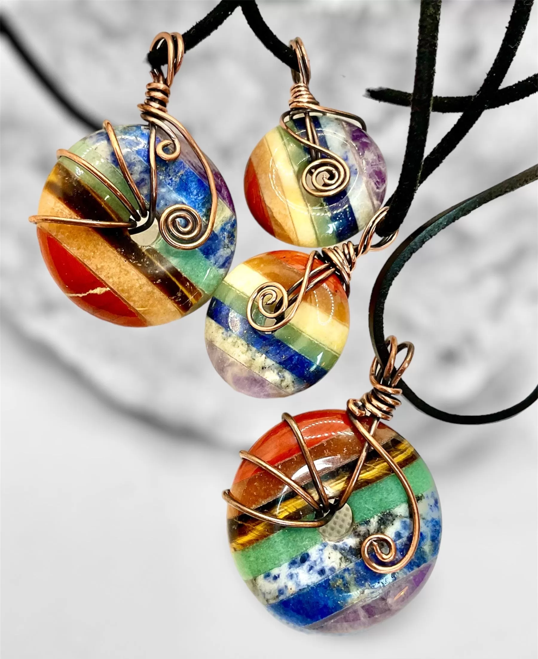 Seven Chakra Pi Stone Pendants