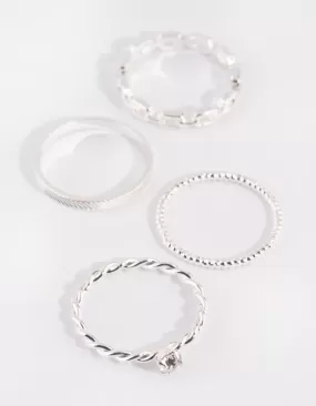 Silver Links Ring 4-Pack