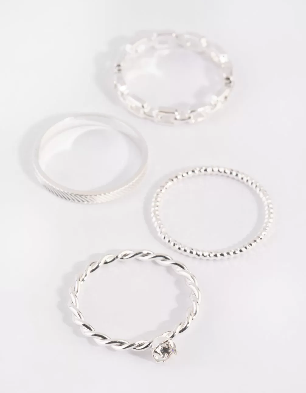 Silver Links Ring 4-Pack