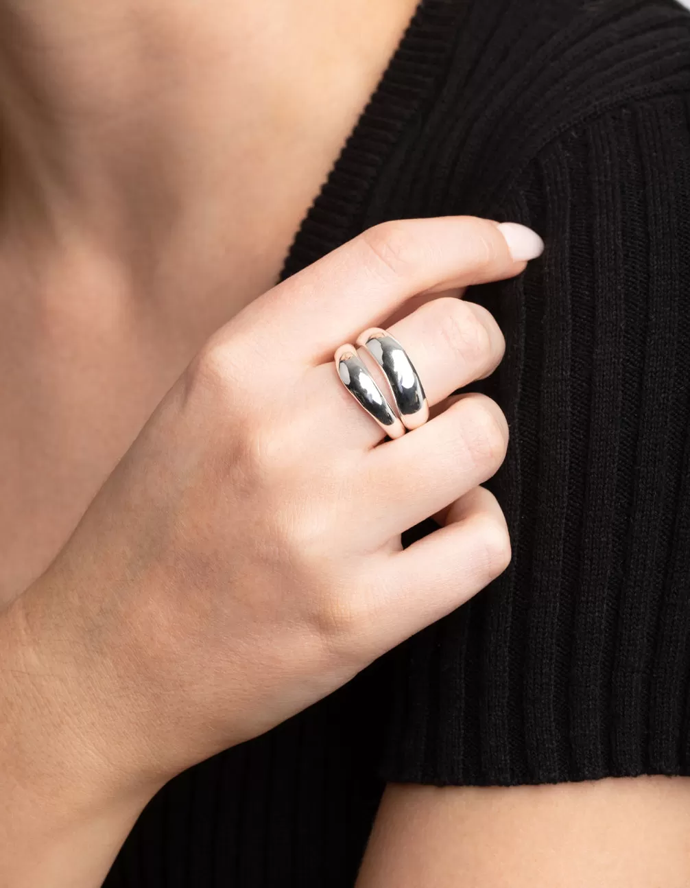 Silver Plated Irregular Ring Set