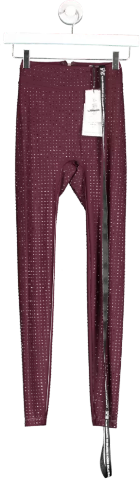 SLA the label Red Nola Dimante Leggings In Plum UK XXXS