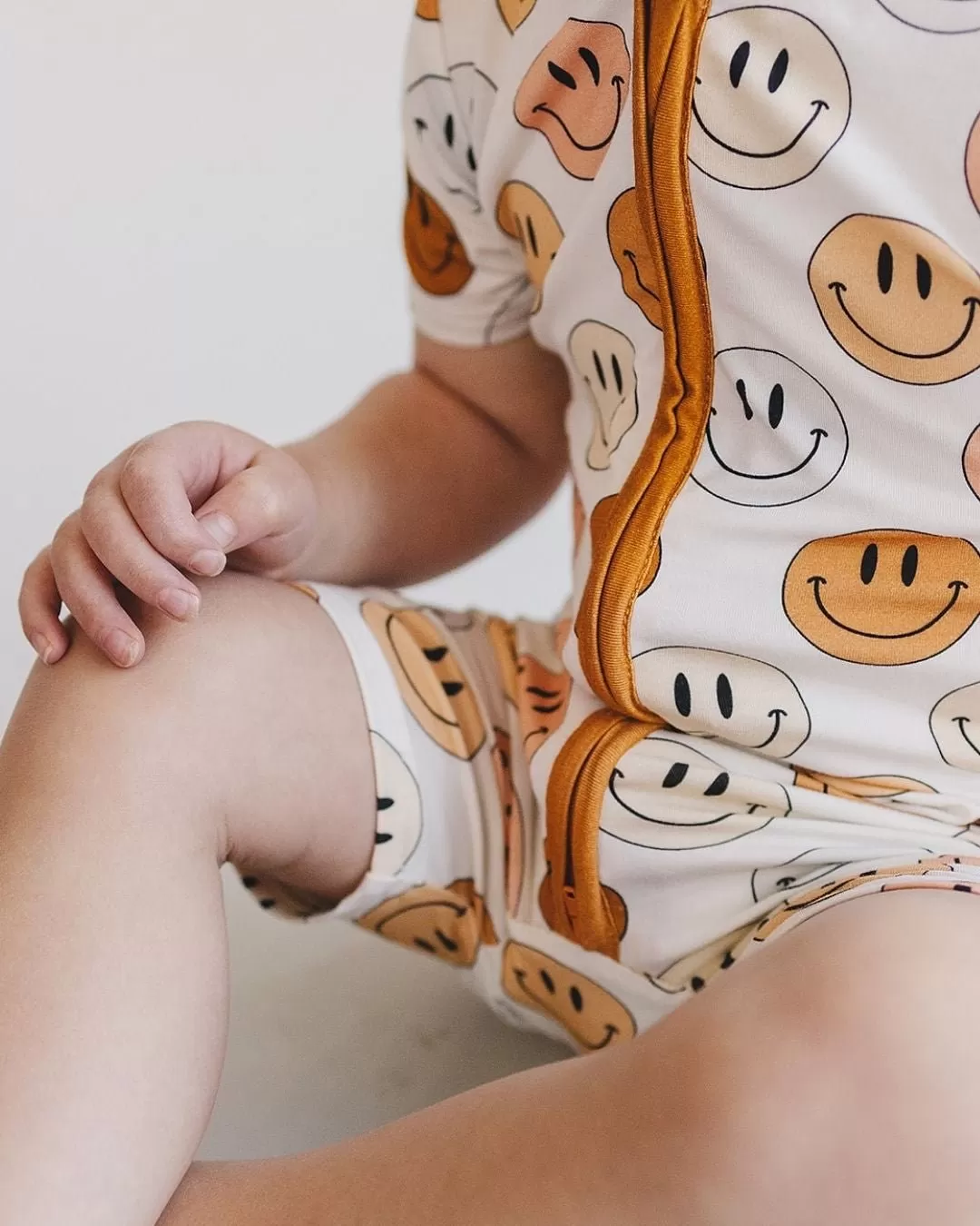 Smiley Bamboo Short Romper | Copper