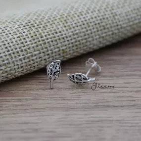 Solid 925 Sterling Silver Leaf Stud Earrings