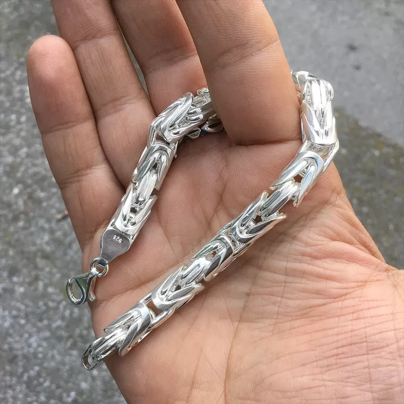 Solid Silver Men's Heavy Bracelet Bali Link Chain 10mm 110GR