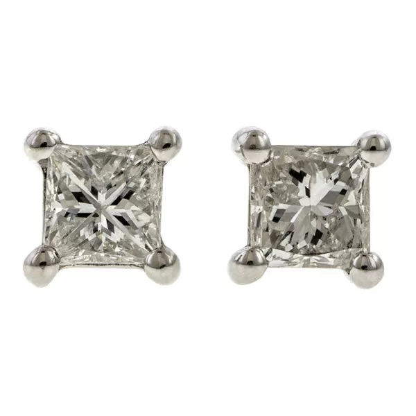 Square Diamond Stud Earrings, 0.27ctw.