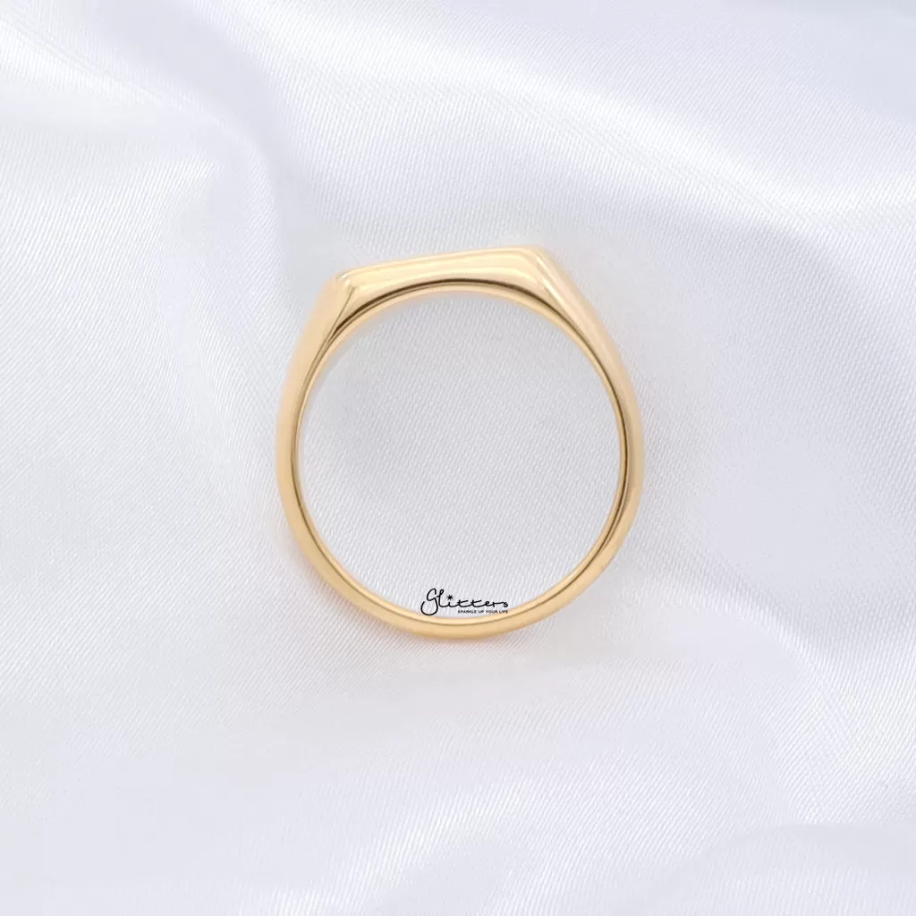 Stainless Steel Rectangle Signet Ring - Gold