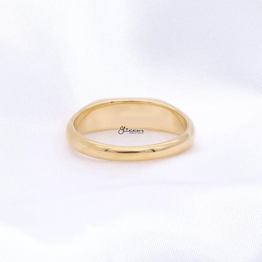 Stainless Steel Rectangle Signet Ring - Gold