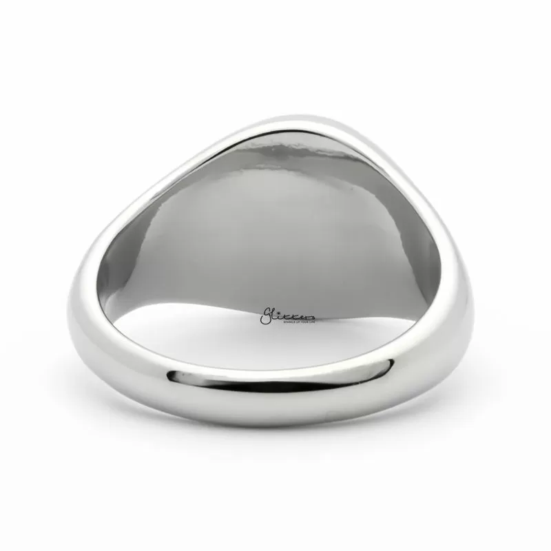 Stainless Steel Round Signet Ring - Silver