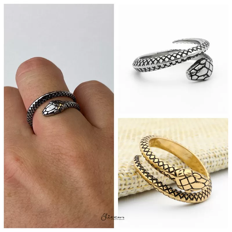 Stainless Steel Snake Ring - Gold