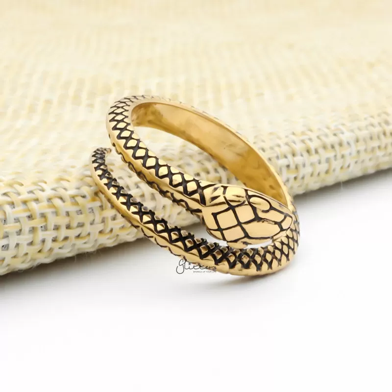 Stainless Steel Snake Ring - Gold