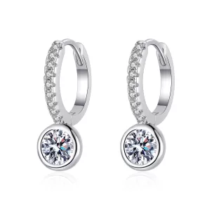 Sterling Silver Compact Moissanite Earrings