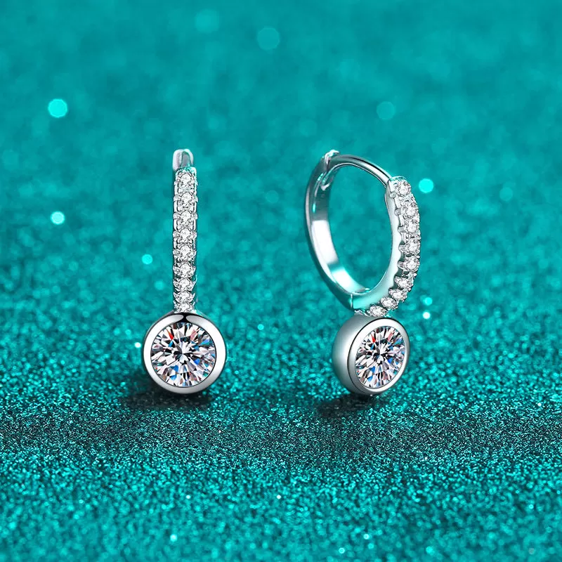 Sterling Silver Compact Moissanite Earrings