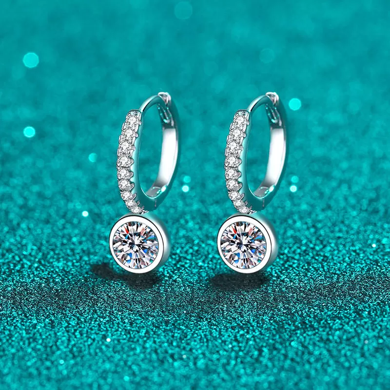 Sterling Silver Compact Moissanite Earrings