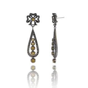 Sterling Silver Statement Earrings with Black Spinel & Citrine