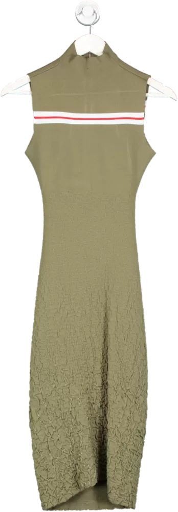 Suno Green Textured Stretch Bodycon Dress UK XS