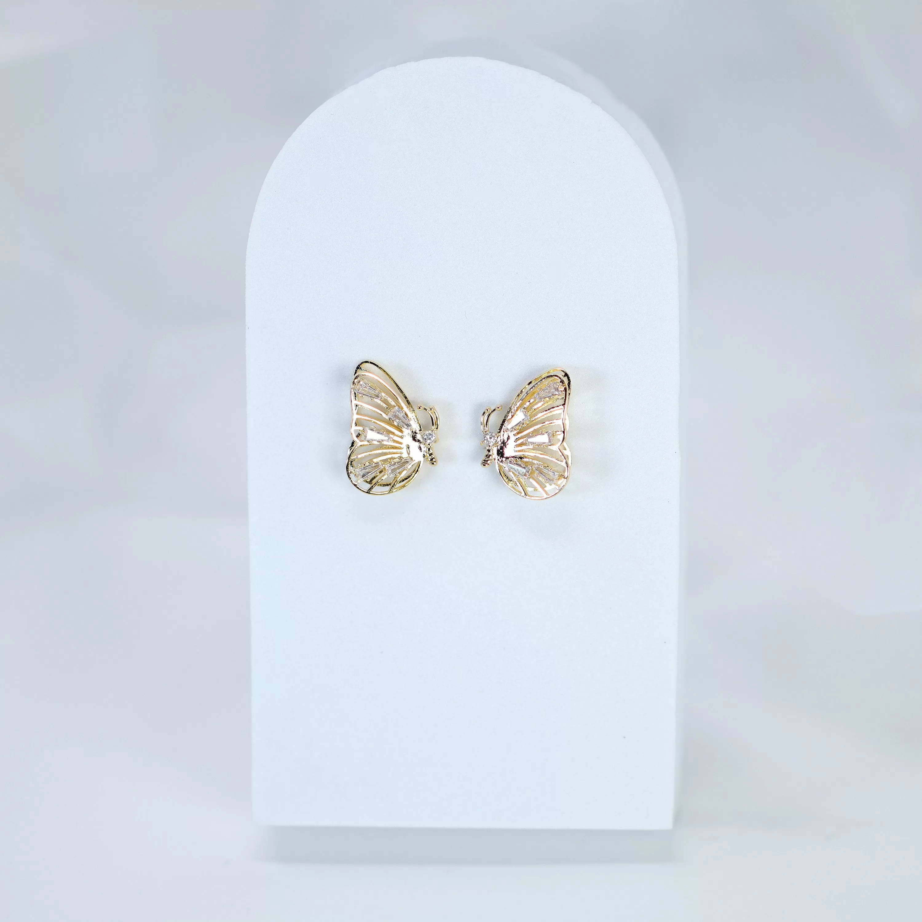 Swarovski Crystal Spots On 3D Gold Butterfly Stud Earrings, Dainty Stud, Statement Earrings.