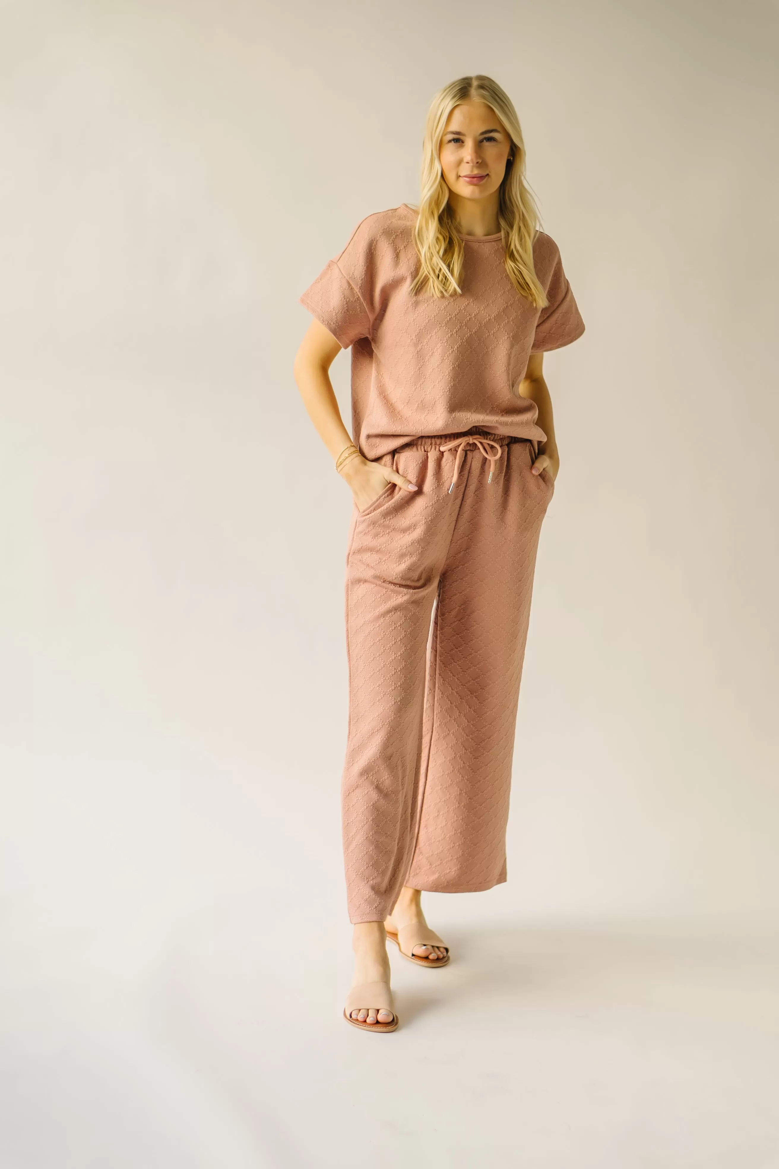 The Flockhart Textured Pant in Dusty Pink