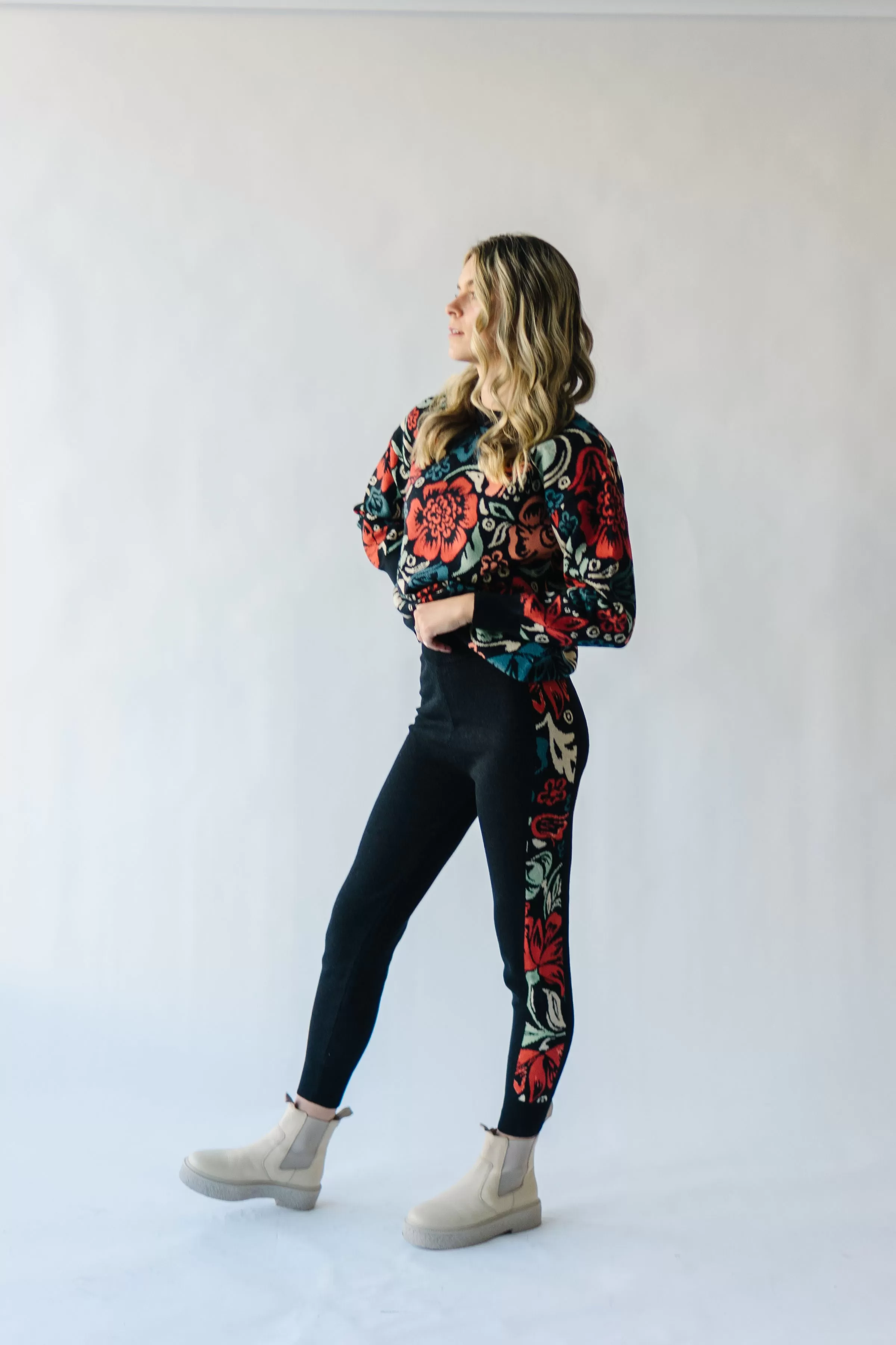 The Gadot Floral Detail Jogger in Black Multi