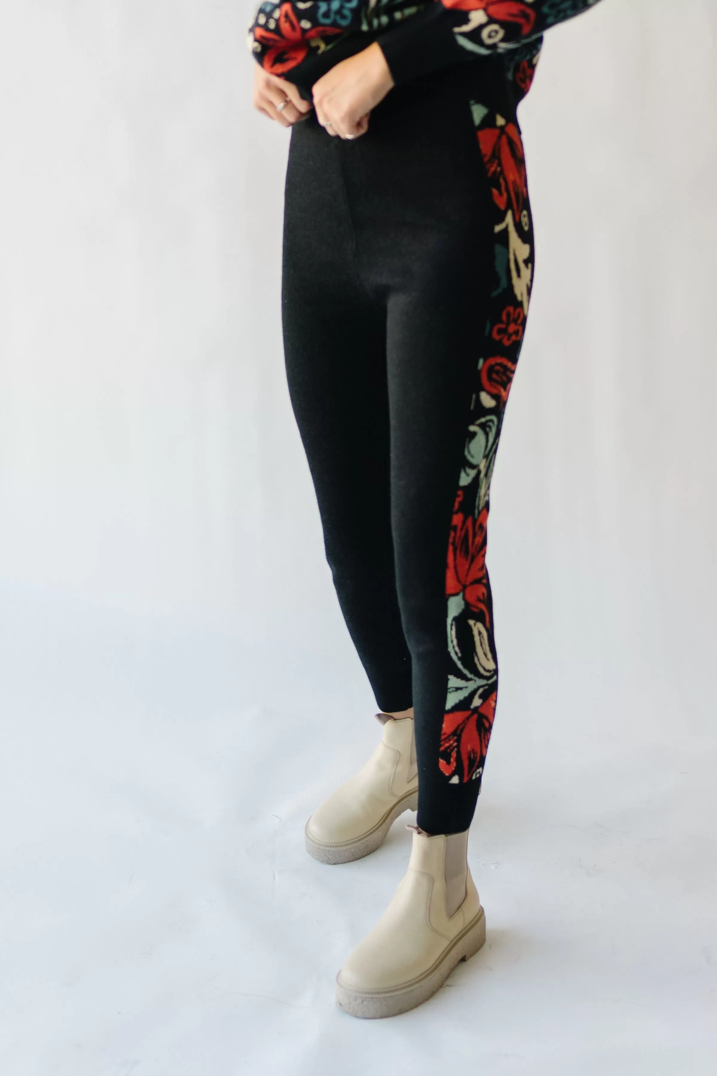 The Gadot Floral Detail Jogger in Black Multi