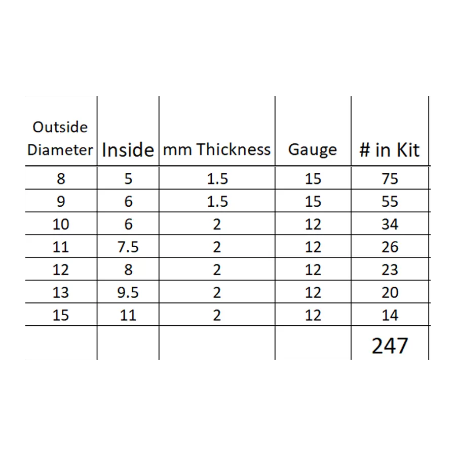 Ultra Heavy Duty Jump Ring Kit, Stainless Steel, 8mm to 15mm Diameter, 1.5 to 2mm thick, JRK 9UHC