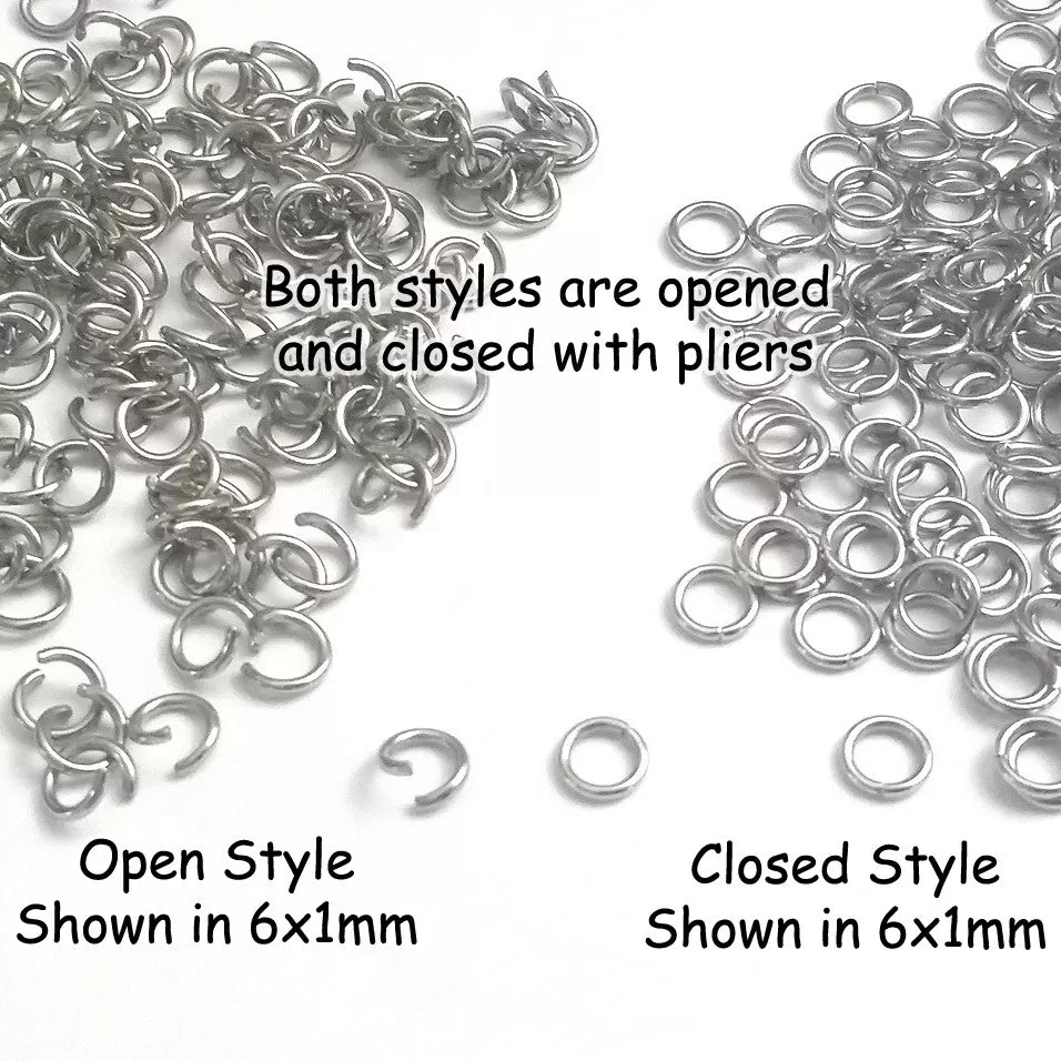 Very Thin Jump Rings, 4mm outside diameter, 0.6mm thick, Stainless Steel