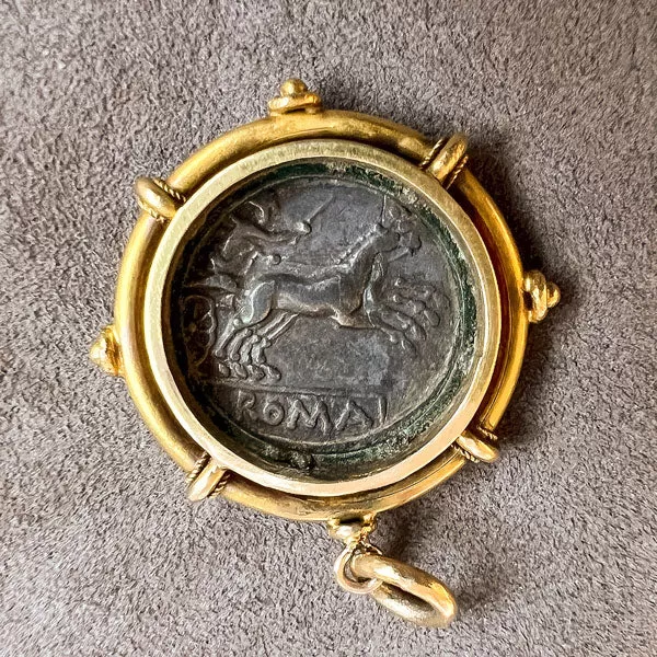 Victorian Etruscan Pendant with Roman Coin