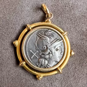 Victorian Etruscan Pendant with Roman Coin