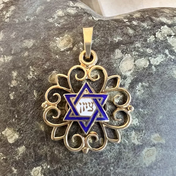 Vintage Enamel Star of David Pendant