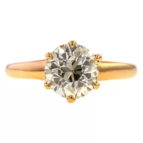 Vintage Solitaire Engagement Ring, Old European 1.55ct.