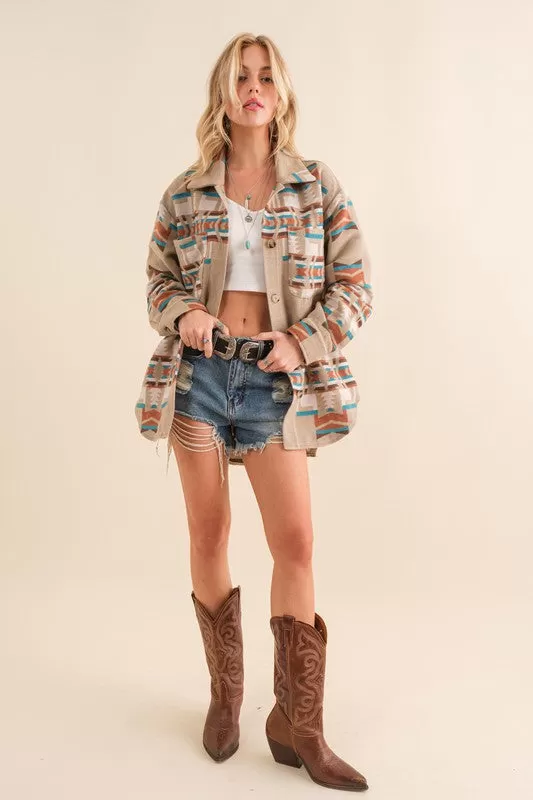 Western Aztec Shirt Jacket