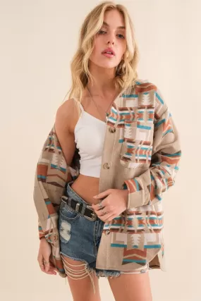 Western Aztec Shirt Jacket