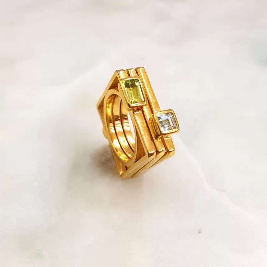 White Topaz Minette Cube Ring